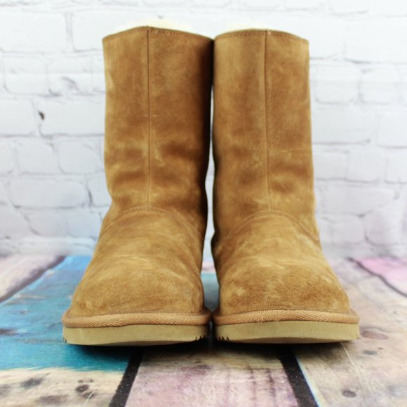 UGG Payton Brown Suede Fleece Lined Rainbow Zipper Winter Boots Rare Size 5 M - Picture 4 of 9